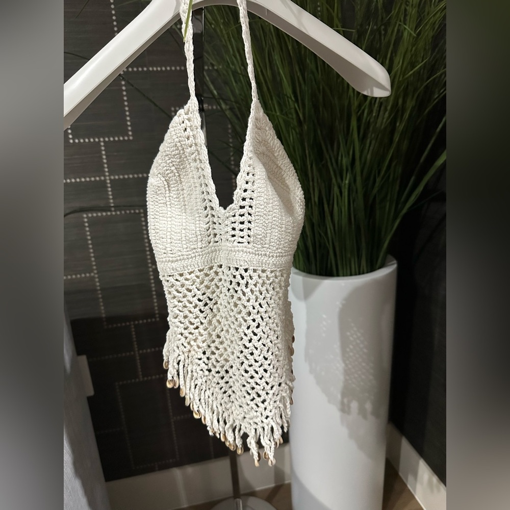 White Crochet Halter Top